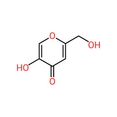 chemical structure of Kojic acid (C6H6O4)