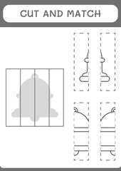 Cut and match parts of Bell, game for children. Vector illustration, printable worksheet