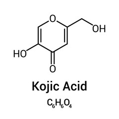 chemical structure of Kojic acid (C6H6O4)