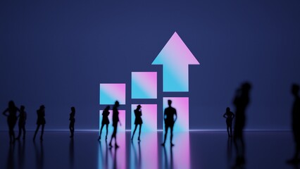 Fototapeta premium 3d rendering people in front of symbol of bar chart on background