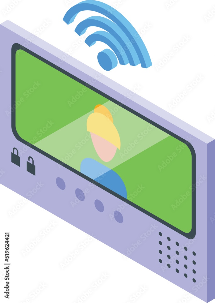 Poster control intercom icon isometric vector. video door. security system