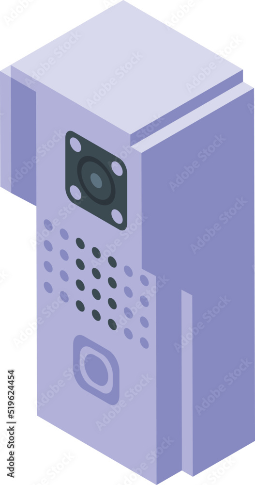 Poster call intercom icon isometric vector. video camera. wall motion