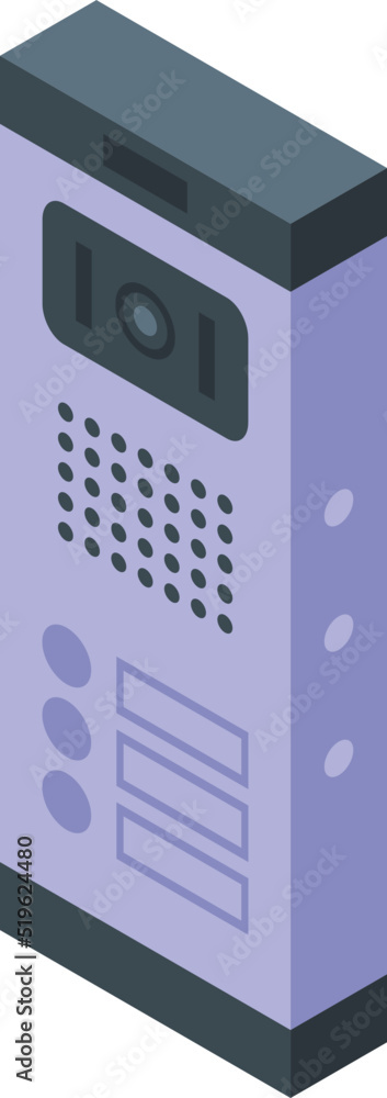 Poster telephone intercom icon isometric vector. video door. control button