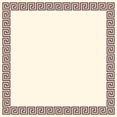 Greek key border, square frame. Decorative ancient meander, greece ornament with repeated geometric motif. Easy to make rectangle frame.