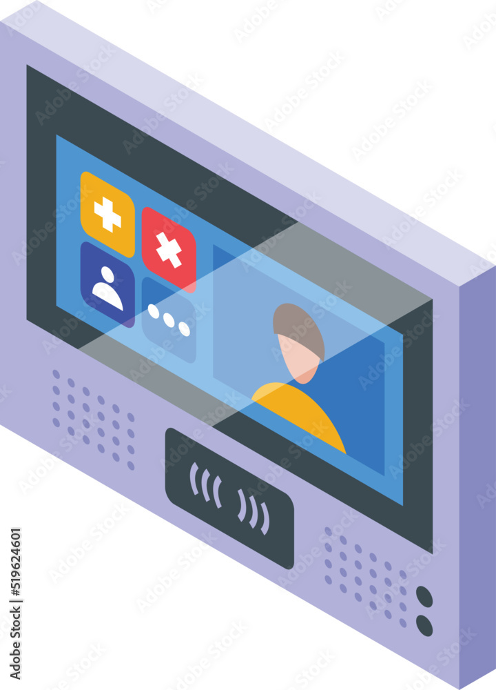 Poster intercom system icon isometric vector. video door. security camera