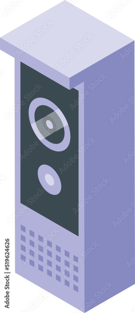Poster door intercom icon isometric vector. video camera. system bell