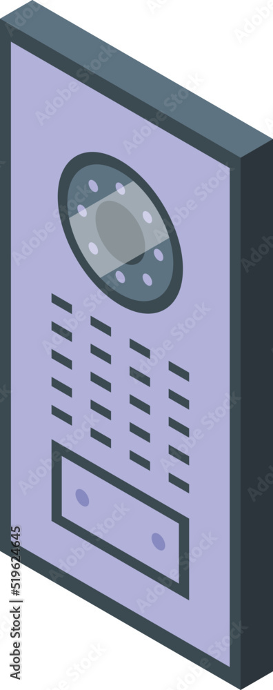 Poster video intercom icon isometric vector. door camera. system security