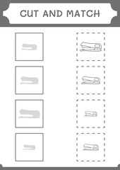Cut and match parts of Stapler, game for children. Vector illustration, printable worksheet