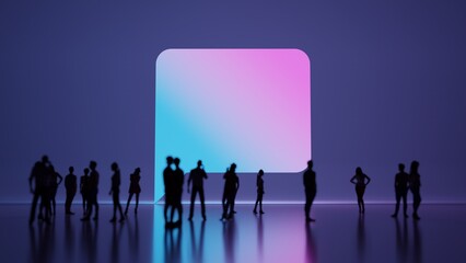 3d rendering people in front of symbol of black bubble speech on background