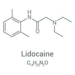 chemical structure of Lidocaine (C14H22N2O)