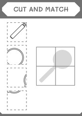 Cut and match parts of Magnifying glass, game for children. Vector illustration, printable worksheet