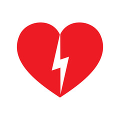 Heart Attack icon. Pain in chest and break heart, vector illustration.