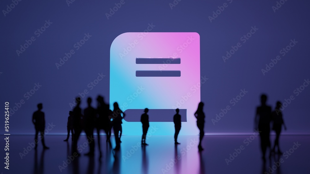 Poster 3d rendering people in front of symbol of book on background