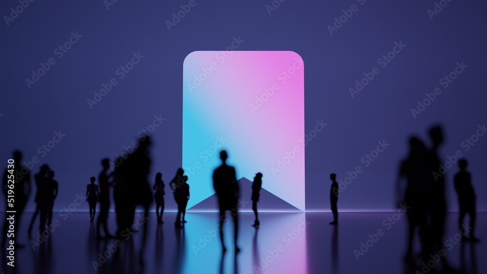 Poster 3d rendering people in front of symbol of bookmark on background
