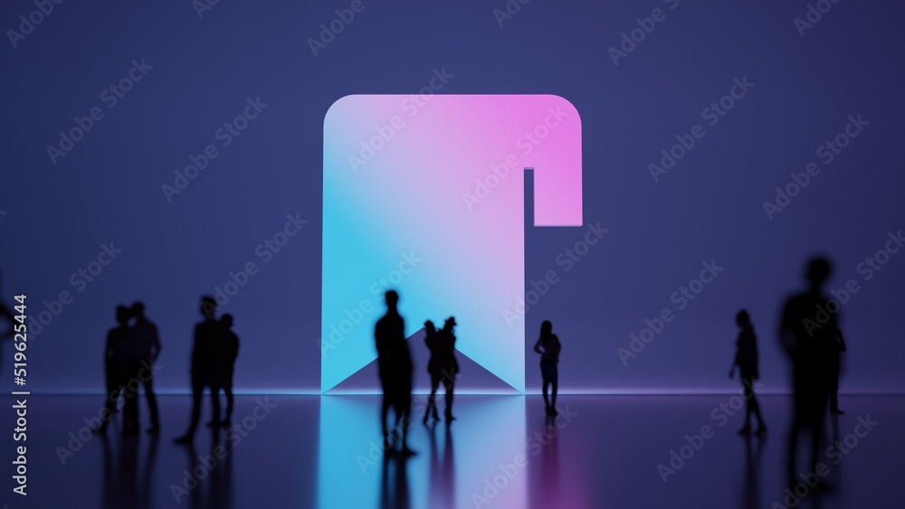 Poster 3d rendering people in front of symbol of bookmark on background