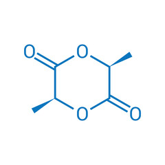 chemical structure of L-lactide (C6H8O4)