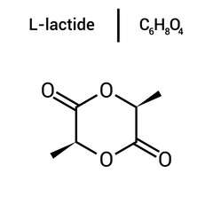 chemical structure of L-lactide (C6H8O4)