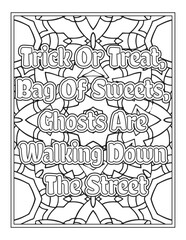 Halloween Quotes Coloring Book Page, inspirational words coloring book pages design. Positive Quotes design