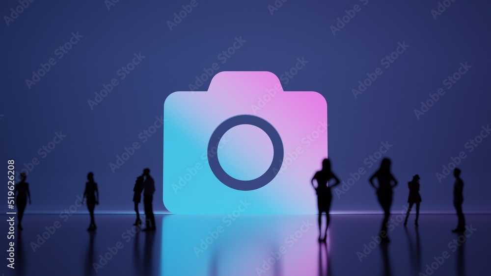 Aufkleber 3d rendering people in front of symbol of camera on background