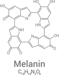 chemical structure of Melanin (C18H10N2O4)