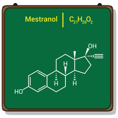 Fototapeta na wymiar chemical structure of mestranol (C21H26O2)