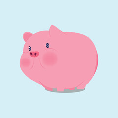 Cute pig Vector, pig saving money Cartoon, Cartoon happy pig isolated on white background