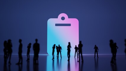3d rendering people in front of symbol of clipboard on background - obrazy, fototapety, plakaty