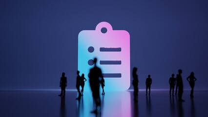 3d rendering people in front of symbol of clipboard list on background - obrazy, fototapety, plakaty