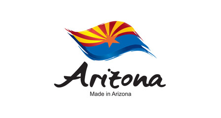 Made in Arizona USA new handwritten flag ribbon typography lettering logo label banner