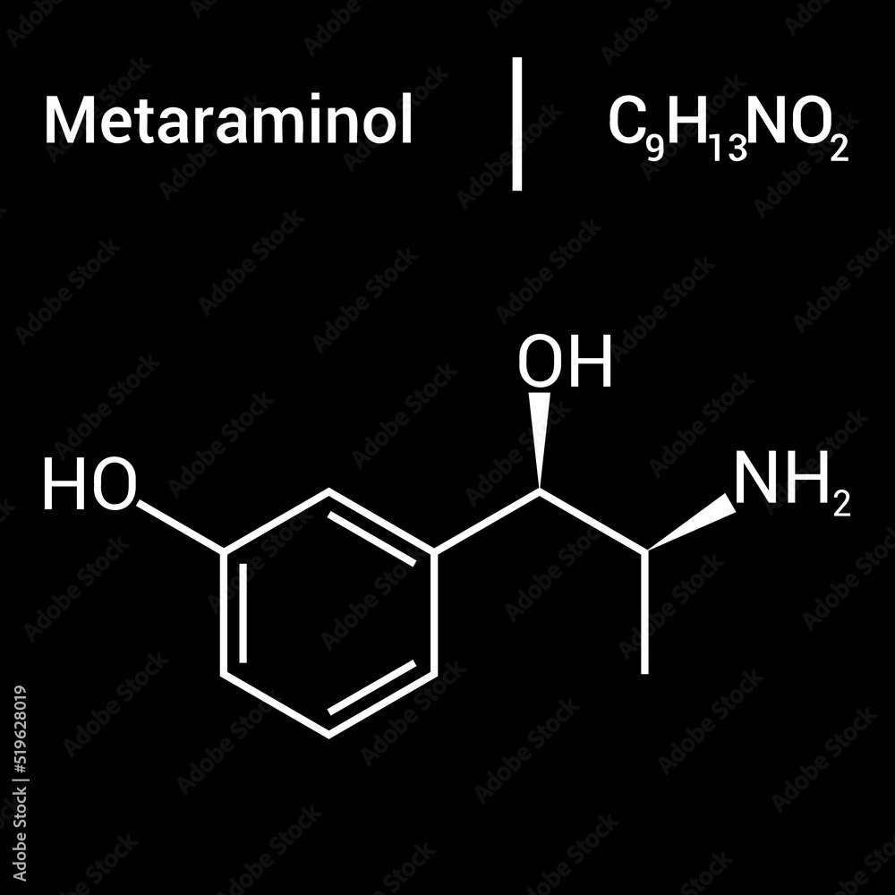 Poster chemical structure of metaraminol (c9h13no2)