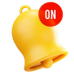 3d render notification bell icon, sound on