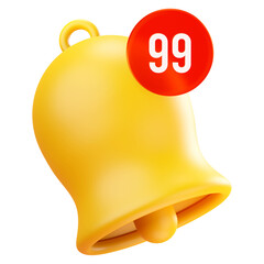 3d render notification bell icon