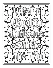 Christmas Quotes Coloring Book Page, inspirational words coloring book pages design. Positive Quotes design