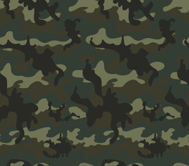 Fototapeta premium Forest dark green camouflage, background repeat, army print for hunting, camouflage