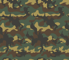 Fototapeta premium Army pattern camouflage endless classic background, green texture, vector illustration. Disguise