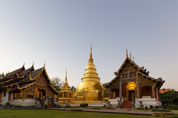 Fototapeta premium Wat Pra Sing temple, the destination landmark historical temple in Chiangmai Province, Northern of Thailand.