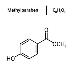 chemical structure of Methylparaben (C8H8O3)