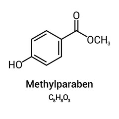 chemical structure of Methylparaben (C8H8O3)