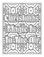 Christmas Quotes Coloring Book Page, inspirational words coloring book pages design. Positive Quotes design