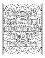 Christmas Quotes Coloring Book Page, inspirational words coloring book pages design. Positive Quotes design