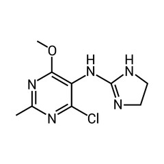 chemical structure of Moxonidine (C9H12ClN5O)