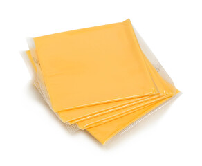 slices of cheddar cheese isolated