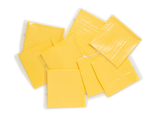 slices of cheddar cheese isolated