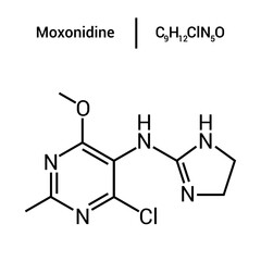 chemical structure of Moxonidine (C9H12ClN5O)