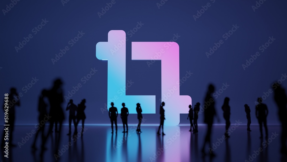 Poster 3d rendering people in front of symbol of crop alt on background