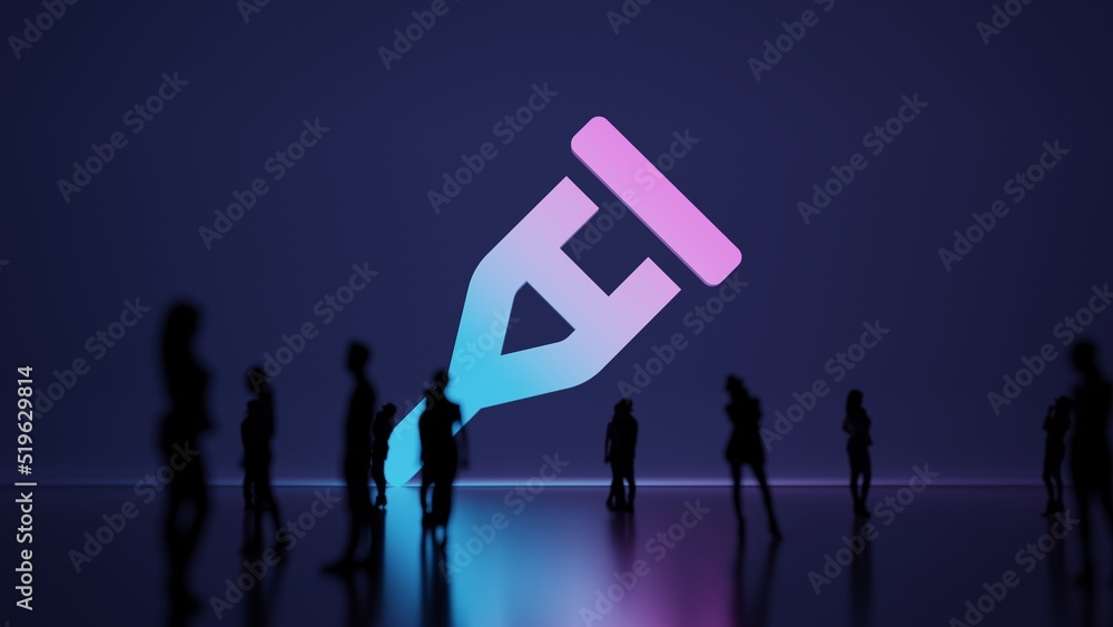 Poster 3d rendering people in front of symbol of crutch on background