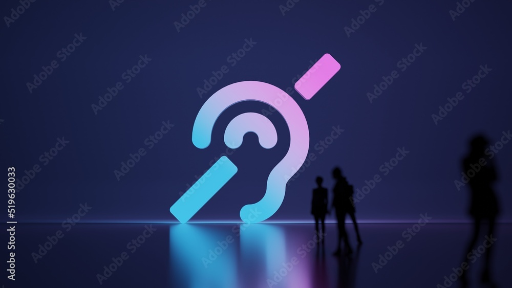 Poster 3d rendering people in front of symbol of deaf on background