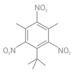 chemical structure of Musk xylene (C12H15N3O6)