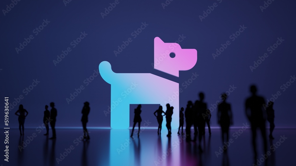 Poster 3d rendering people in front of symbol of dog on background