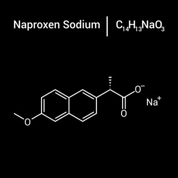 chemical structure of naproxen sodium (C14H13NaO3)